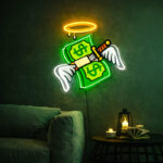 Flying Money Neon Sign – Angel Cash LED Neon Wall Art