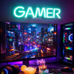 GAMER Neon LED Sign – Modern Gaming Room Wall Light with Vibrant Glow for Streamers & Esports Setups