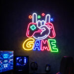Game On Neon Wall Sign – Multicolor LED Gaming Controller Hand Gesture Sign for Gamer Room & Setup