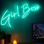 Girl Boss Neon Sign – Teal LED Neon Wall Light for Office & Studio Decor