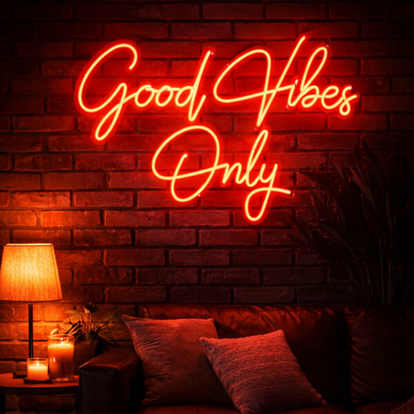 Good Vibes Only Script LED Neon Sign for Home, Bar and Wall Decoration