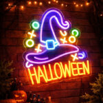 Halloween Witch Hat Neon Sign – Colorful LED Wall Light Decor