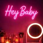 Hey Baby Script LED Neon Sign for Bedroom, Bar and Wall Decoration