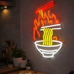 Hot Noodle Bowl Neon Sign with Chopsticks – Minimal Ramen LED Wall Light