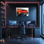 Modern Neon Sports Car Wall Art (UV Printed) – Gamer Room & Man Cave Decor