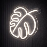 Monstera Leaf White Neon Sign – Minimal Tropical LED Wall Light