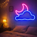 Moon & Cloud Neon Sign – Dreamy LED Neon Wall Light