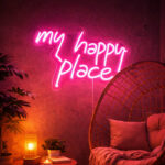 My Happy Place Script LED Neon Sign for Bedroom, Home and Wall Decoration