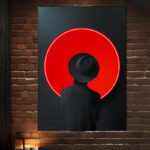 Mystery Man Neon Sign – Red Circle LED Silhouette Wall Art