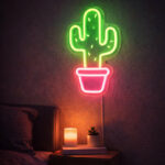 Neon Cactus Wall Light – Green & Pink LED Desert Plant Sign