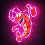 Neon Happy Shrimp Sign – Fun Cartoon LED Wall Art