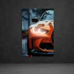 Neon Light Automotive Wall Art – Backlit Car Poster for Man Cave & Garage