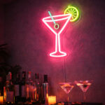 Neon Martini Cocktail Wall Light – Pink LED Bar & Lounge Sign