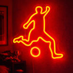 Neon Soccer Player Wall Light – Red Football LED Sports Room Decor