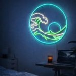 Ocean Wave Neon Sign – Blue & Green LED Wall Light, Japanese Wave Style