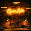 Open Late Script LED Neon Sign for Bar, Café and Storefront Wall Decoration