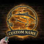 Personalized Albacore Fishing Metal Wall Signs With RGB Led Light