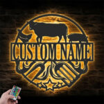 Personalized Backyard BBQ Metal Wall Signs With RGB Led Light