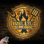 Personalized Barbecue Metal Wall Signs With RGB Led Light