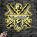 Personalized Barber Shop, Metal Wall Signs With RGB Led Light