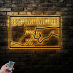 Personalized Best Cat Dad Ever, Metal Wall Signs With RGB Led Light