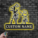 Personalized Biker Father And Son Metal Wall Signs With RGB Led Light