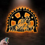 Personalized Biking Mountain Scene Metal Wall Signs With RGB Led Light