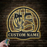 Personalized Boxing Gloves Metal Wall Signs With RGB Led Light