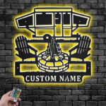 Personalized Camping Car Metal Wall Art With LED Light, Custom Name Camper Name Sign Decoration For Room, Camping Car Metal Home Decor, Camper