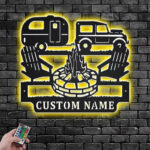 Personalized Camping Car Metal Wall Signs With RGB Led Light