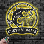 Personalized Catfish Fishing Metal Wall Signs With RGB Led Light