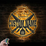 Personalized Chef Logo Metal Wall Signs With RGB Led Light