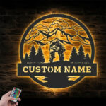 Personalized Couple Kiss Mountain Bike Metal Wall Signs With RGB Led Light