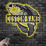 Personalized Crappie Fish Metal Wall Signs With RGB Led Light