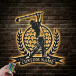 Personalized Custom Golf Metal Wall Signs With RGB Led Light