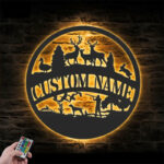 Personalized Deer Duck Hunting, Metal Wall Signs With RGB Led Light