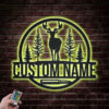 Personalized Deer Hunting Metal Wall Signs With RGB Led Light