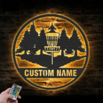 Personalized Disc Golf Player Metal Wall Signs With RGB Led Light