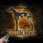 Personalized FLoral Azawakh Metal Wall Signs With RGB Led Light