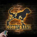 Personalized FLoral Bloodhounds Metal Wall Signs With RGB Led Light