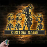 Personalized Father Daughter Motocross Biker, Metal Wall Signs With RGB Led Light