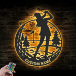 Personalized Female Golfing Metal Wall Signs With RGB Led Light