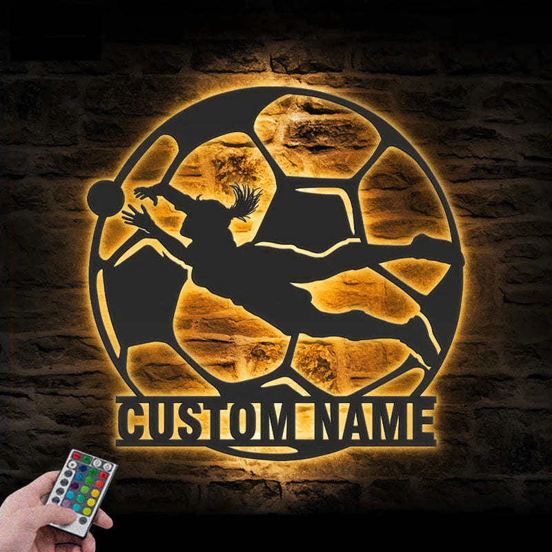 1PersonalizedFemaleSoccerPlayer_MetalWallSignsWithRGBLedLight.jpg