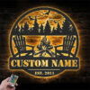 Personalized Fire Pit Lake House Metal Wall Signs With RGB Led Light