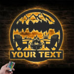 Personalized Fire Pit Lake House Metal Wall Signs With RGB Led Light