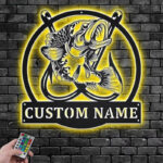 Personalized Fishing Hooks Metal Wall Signs With RGB Led Light