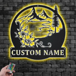 Personalized Floral Lake Scene Metal Wall Signs With RGB Led Light
