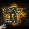 Personalized Golfing US Flag Metal Wall Signs With RGB Led Light