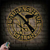 Personalized Hair Salon Sign, Metal Wall Signs With RGB Led Light