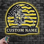 Personalized Ice Fishing Metal Wall Signs With RGB Led Light